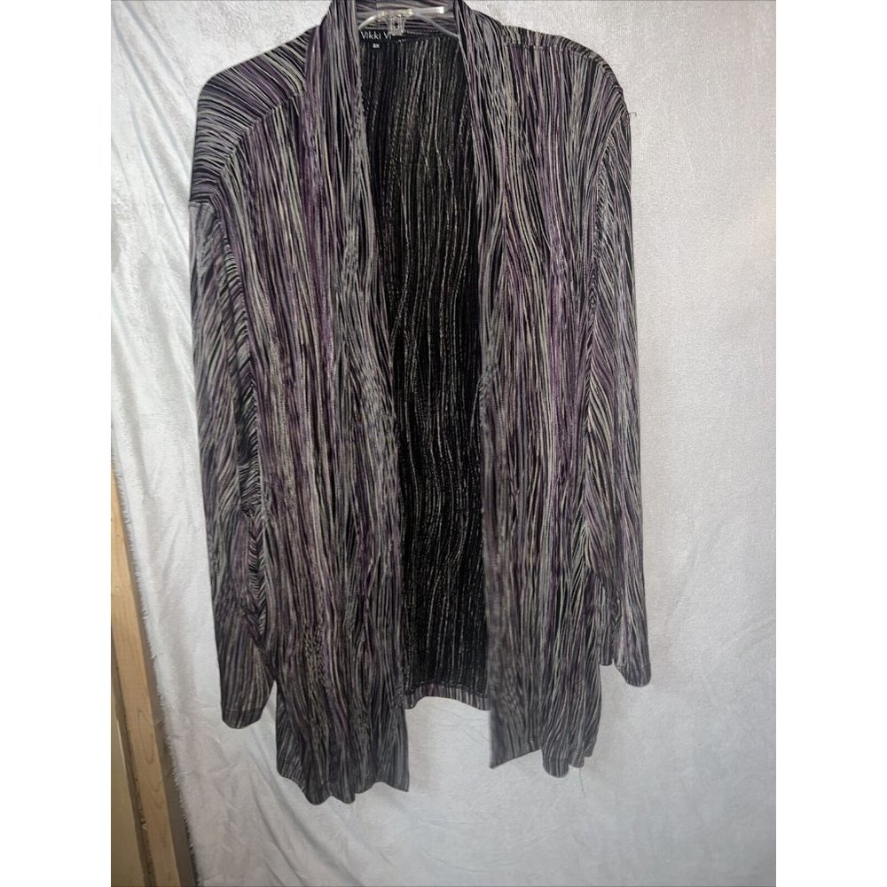 VTG‎  Vikki Vi Plus Slinky Knit Open Front Long Sleeve Cardigan Womens 3X D1